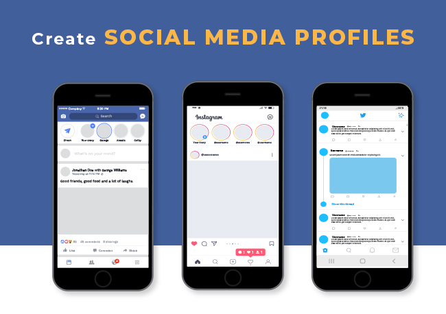 Create social media profiles for the domain