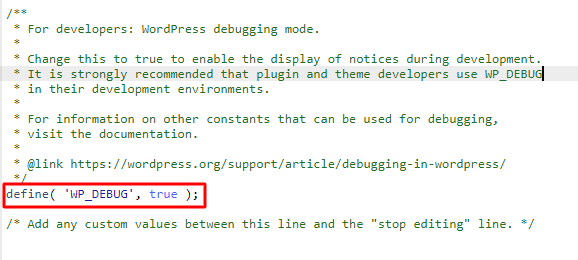 WP_DEBUG  true