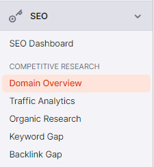 SEMrush provides a summary of Domain Overview