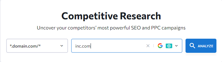 enter the URL of the competitor’s website you want to analyze
