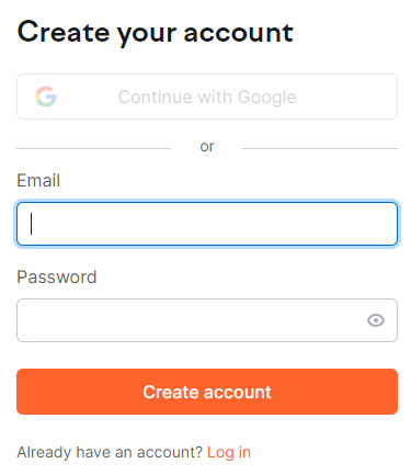 sign up for a SEMrush account