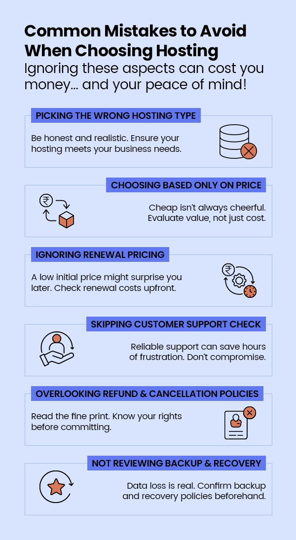 common mistakes to avoid when choosing a hosting
