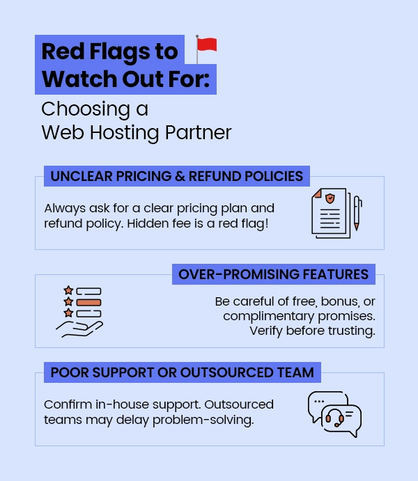 red flags to watch out for choosing a web hosting partner