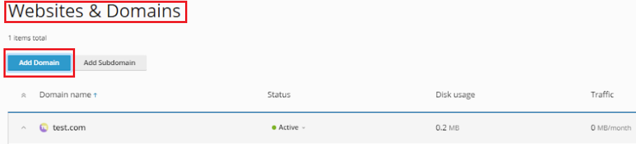 Add Domain option