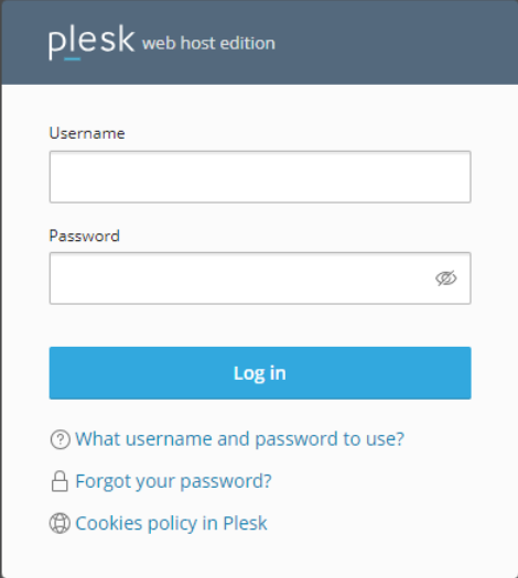Log in to your Plesk panel