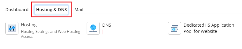 Find the Hosting & DNS option