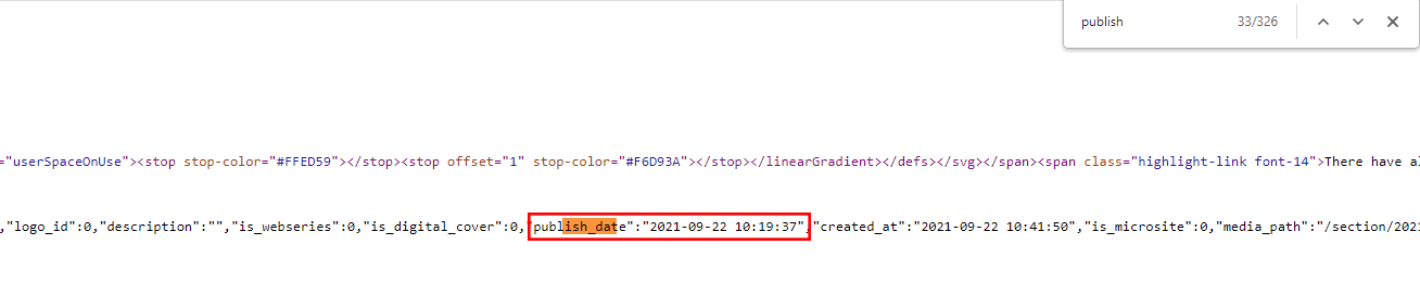 search ‘Publish’ or ‘Modified’