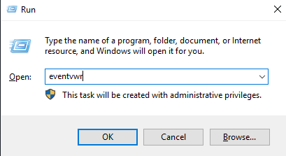 You have to type ‘eventvwr’