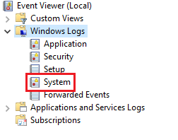 click ‘System’ to open the System log