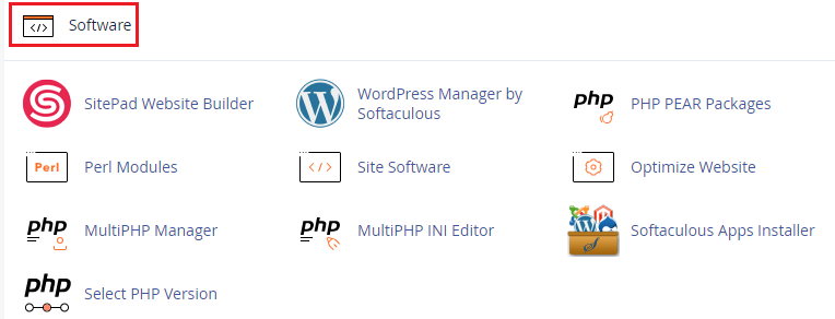 look for the ‘Software’ section in the panel