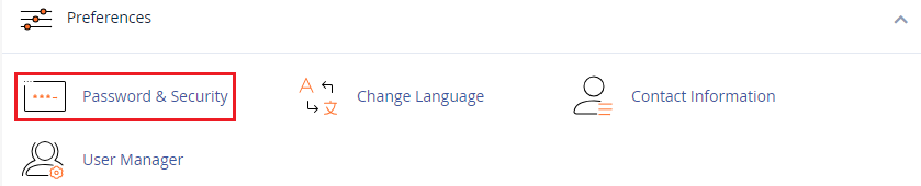 click on the Password and Security option
