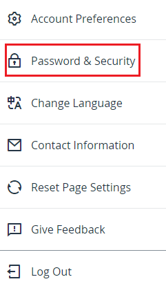 select Password and Security