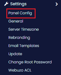 Click the Panel Config  in the submenu