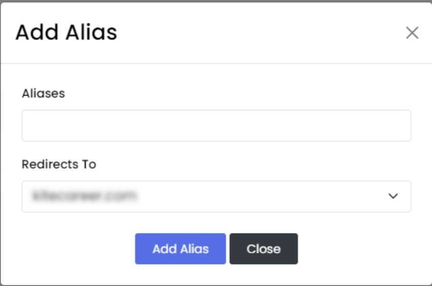 In the ‘Aliases’ box, you have to set the name
