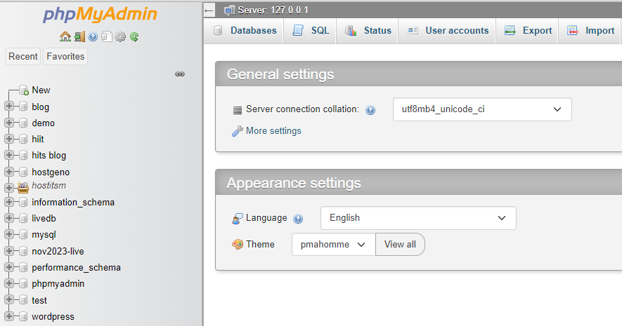 Open your PhyMyAdmin