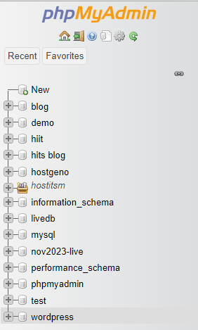 list of databases