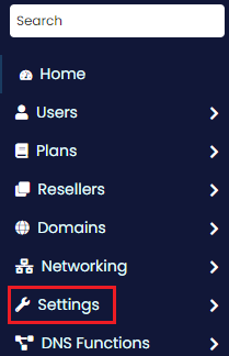 locate and click on the ‘Settings’ in the menu