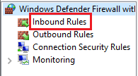 click on ‘Inbound Rules’ on the left-hand side