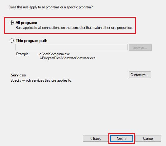 select ‘All programs’ ans click next button
