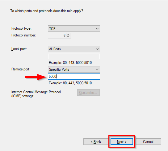 enter the port number