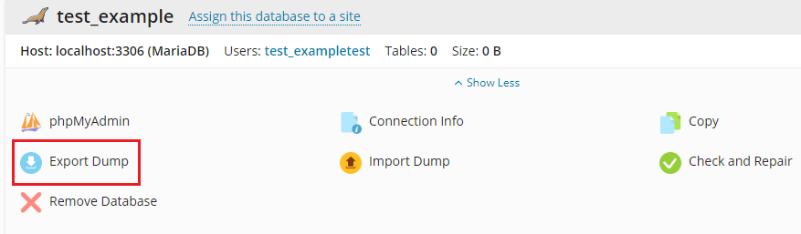 click on the ‘Export Dump’ section