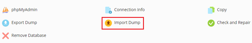 Click on ‘Import Dump’