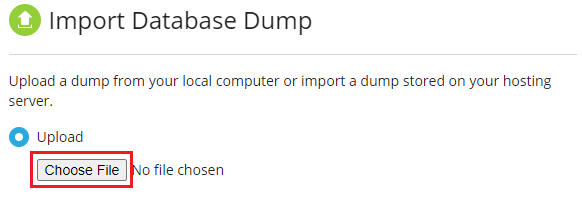 Choose the ZIP archive with the dump file