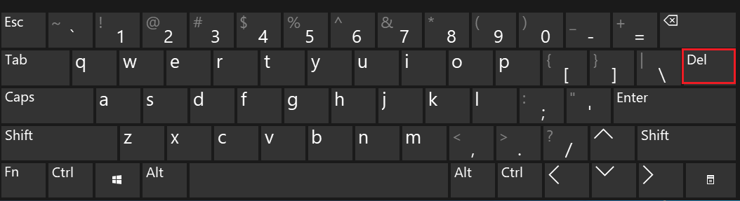 click ‘Del’ on the on-screen keyboard