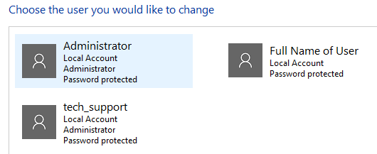 Choose the user account