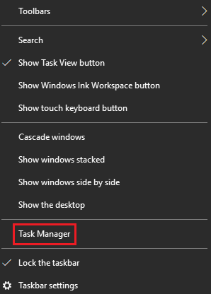 You have to select Task Manage
