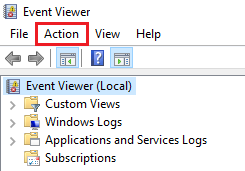 click on the ‘Action’ window