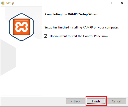 Just click on ‘Finish’ to start working on XAMPP