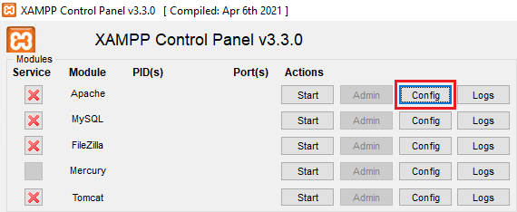 click on the ‘Config’ option