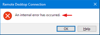 An internal error has occurred