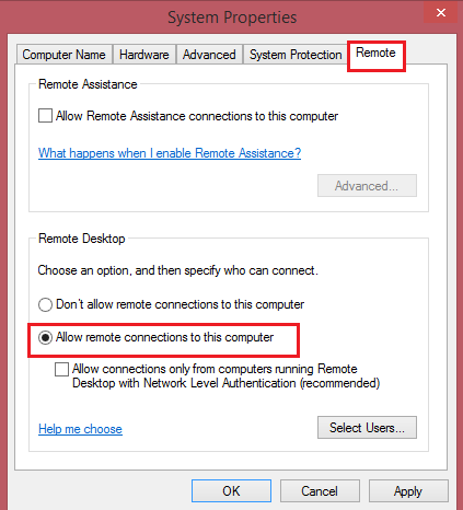 Enable Remote Desktop
