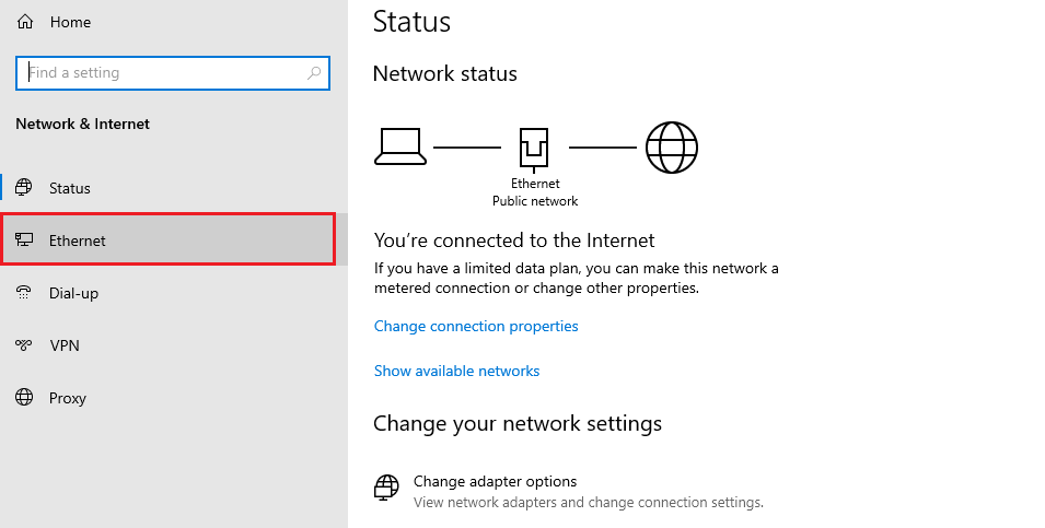 Ethernet left Panel