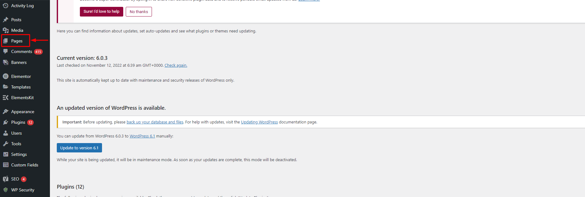 pages sidebar