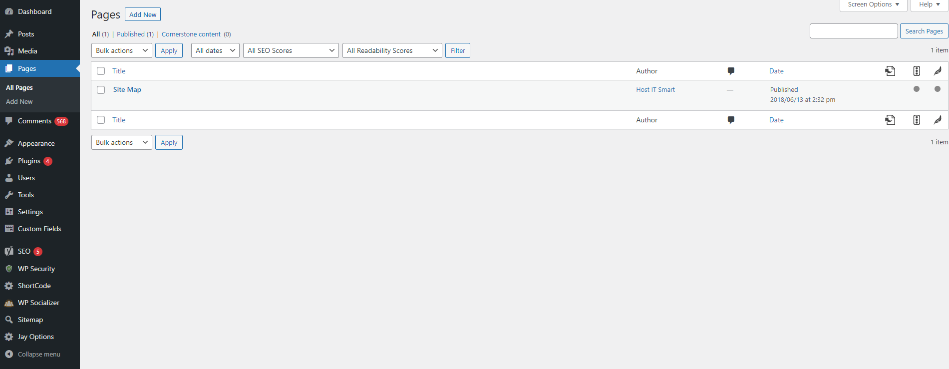 pages sidebar add new