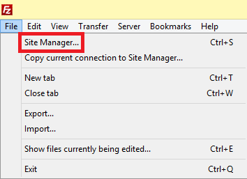FileZilla Site Manager
