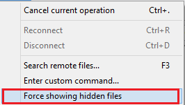 Force showing hidden files