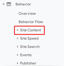 Behavior tab site content option