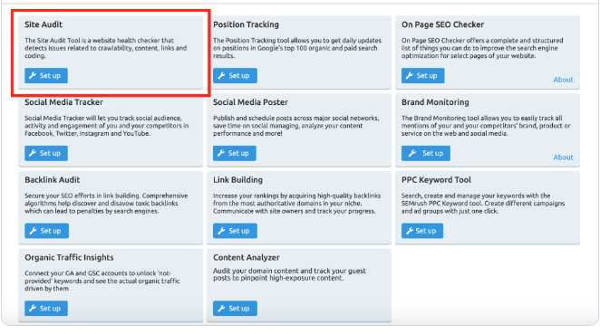 Site Audit Card on Setup