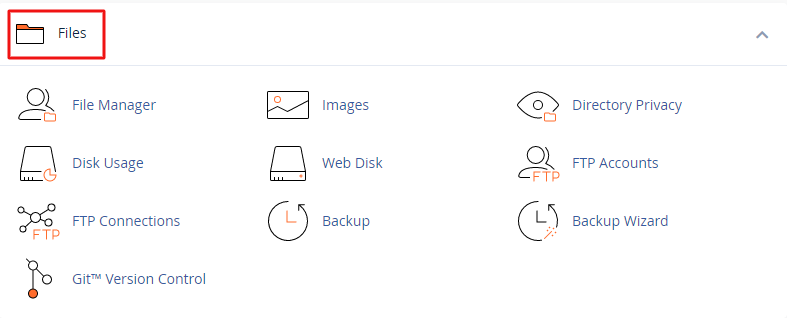 cPanel dashboard