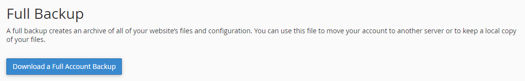 full account backup option