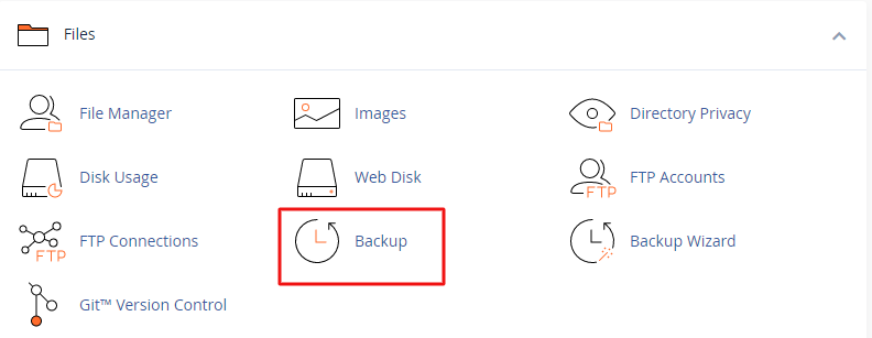 backup option in cpanel