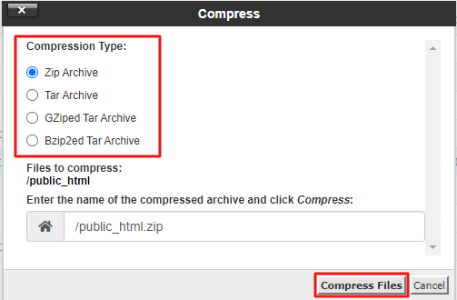 choose compress option