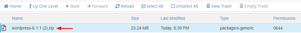 see the zip file of inside the public_html folder
