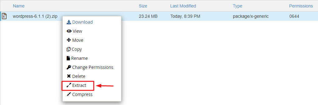 extract the zip folder