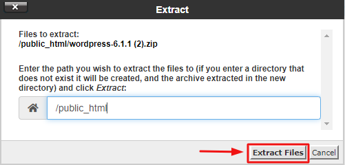 path you wish to extract the files