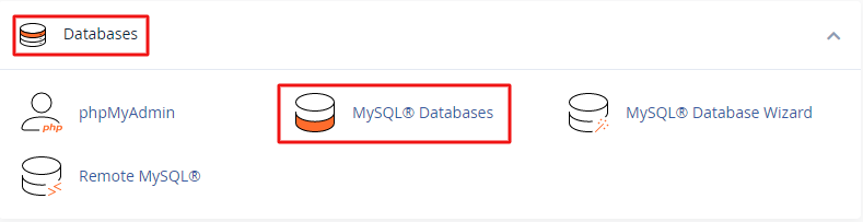 Click on MySQL Databases